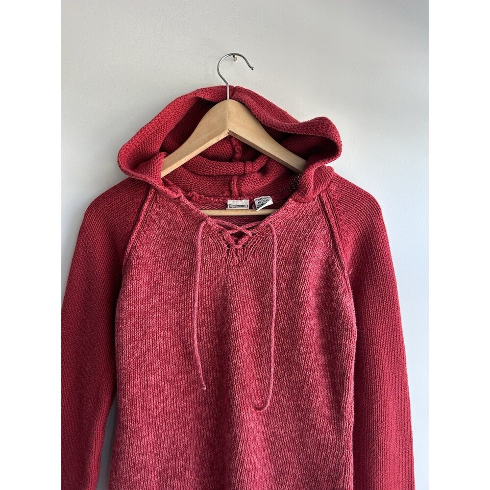 Vintage Y2K Arizona Red Knit Hooded Sweater Cotton Size M - Picture 3 of 10